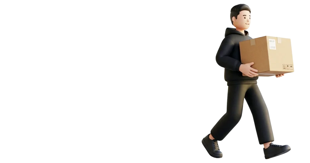 Delivery worker carrying a cardboard box