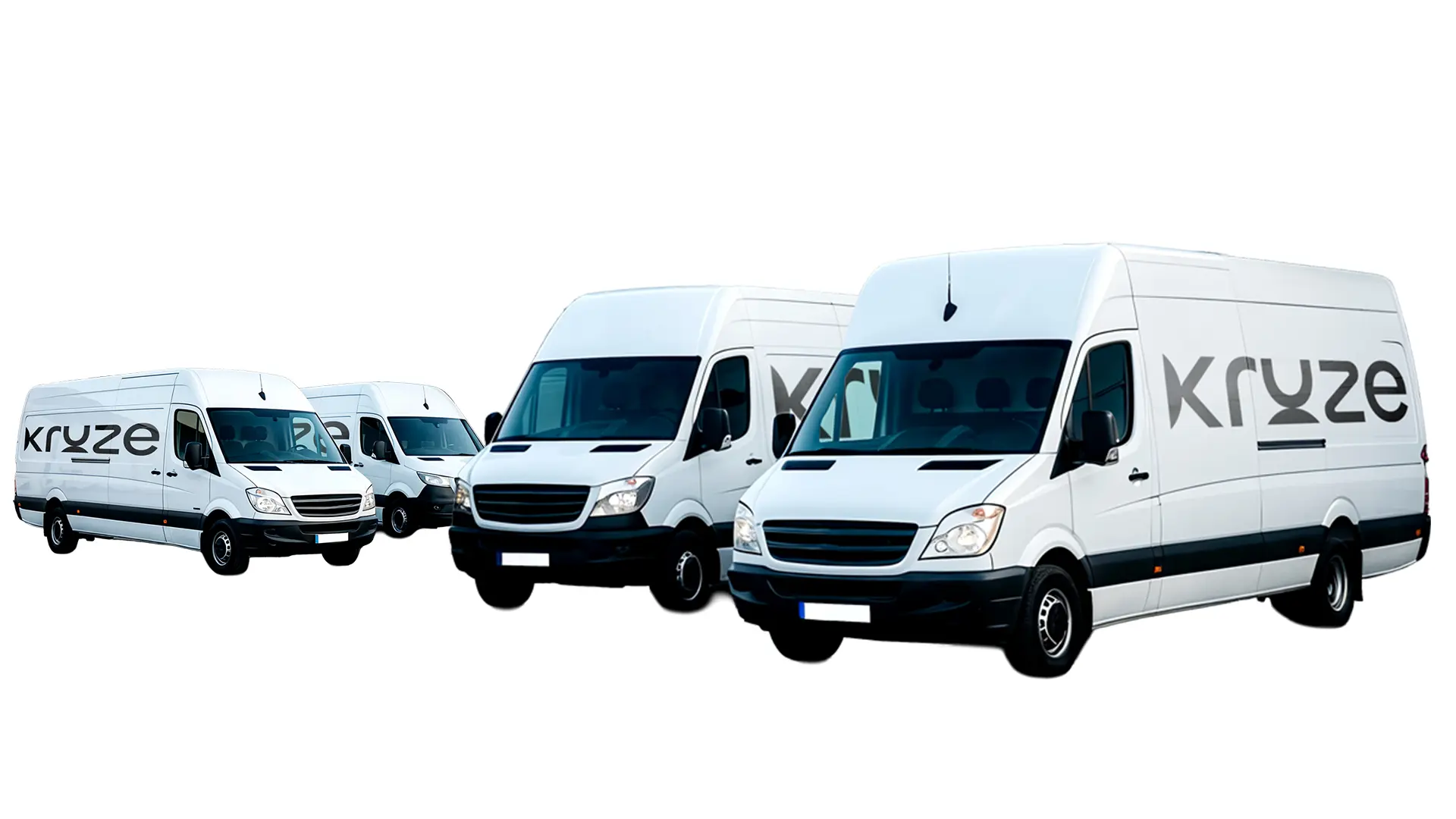 Fleet of branded delivery and moving vans parked together