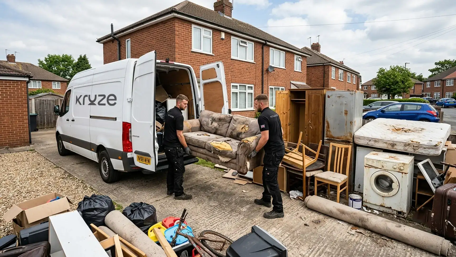 Kruze collecting a bulky item from a home in West Yorkshire