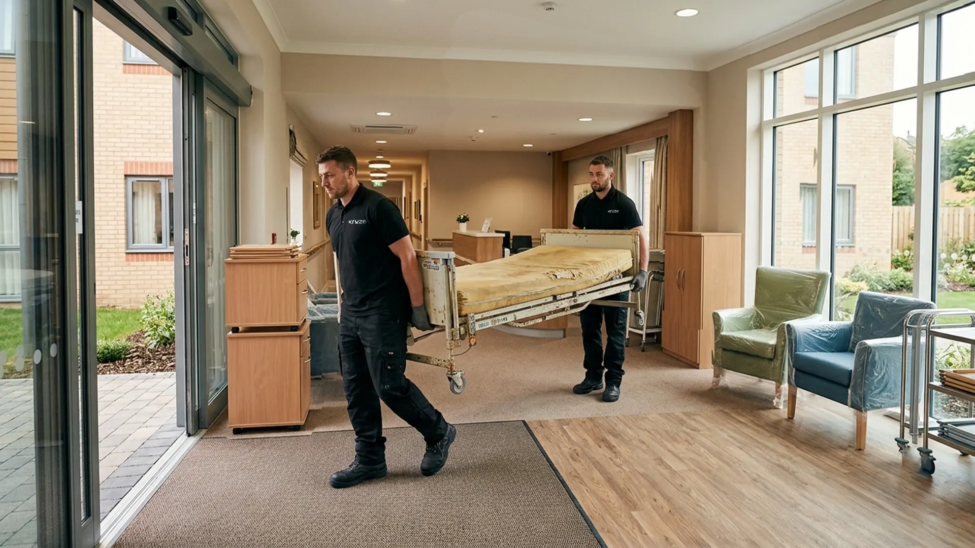 Kruze clearing furniture from a Leeds care home in West Yorkshire