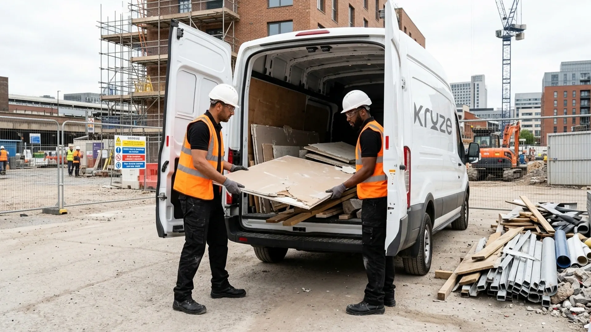 Kruze clearing a construction site of builders waste in West Yorkshire