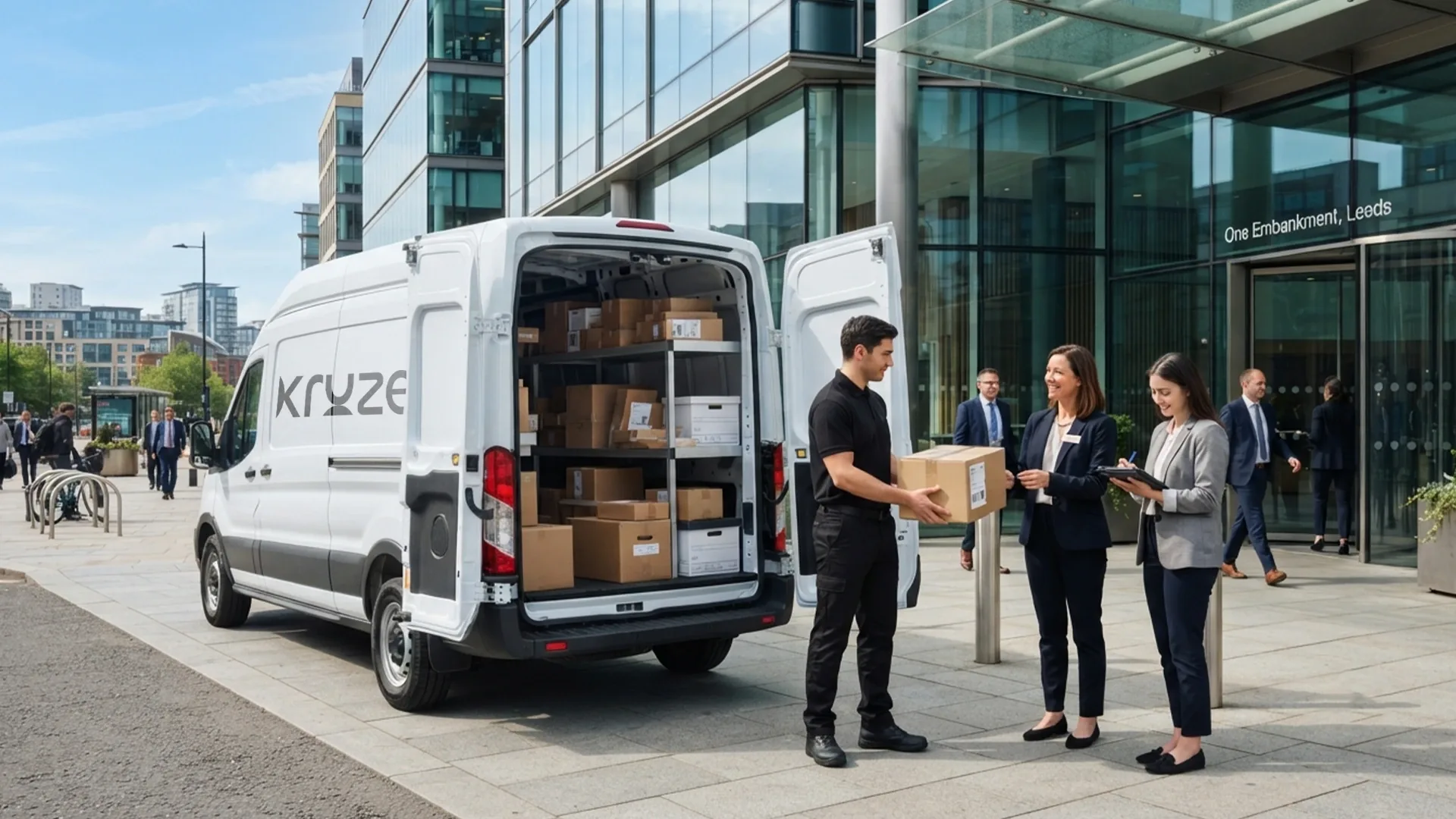 Kruze contract courier making a scheduled business run in Leeds, West Yorkshire
