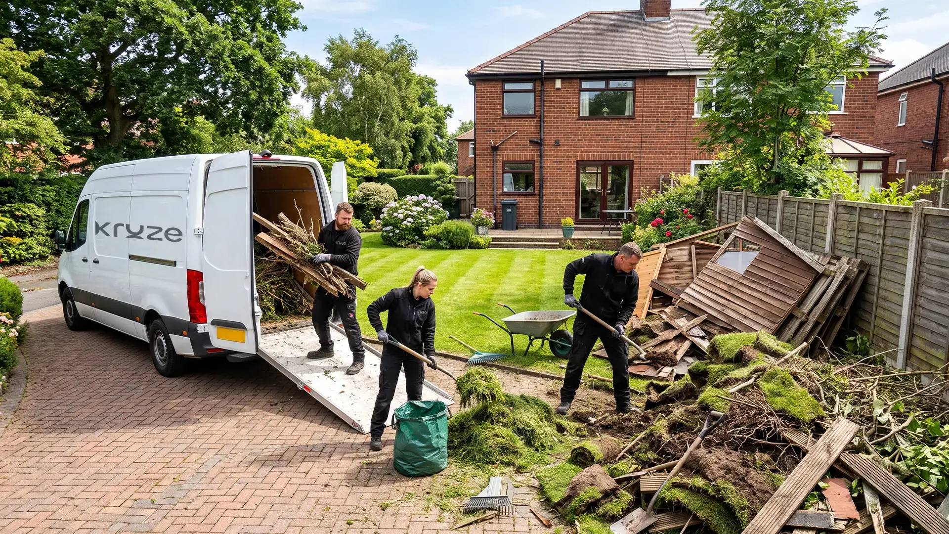 Kruze clearing garden waste in West Yorkshire