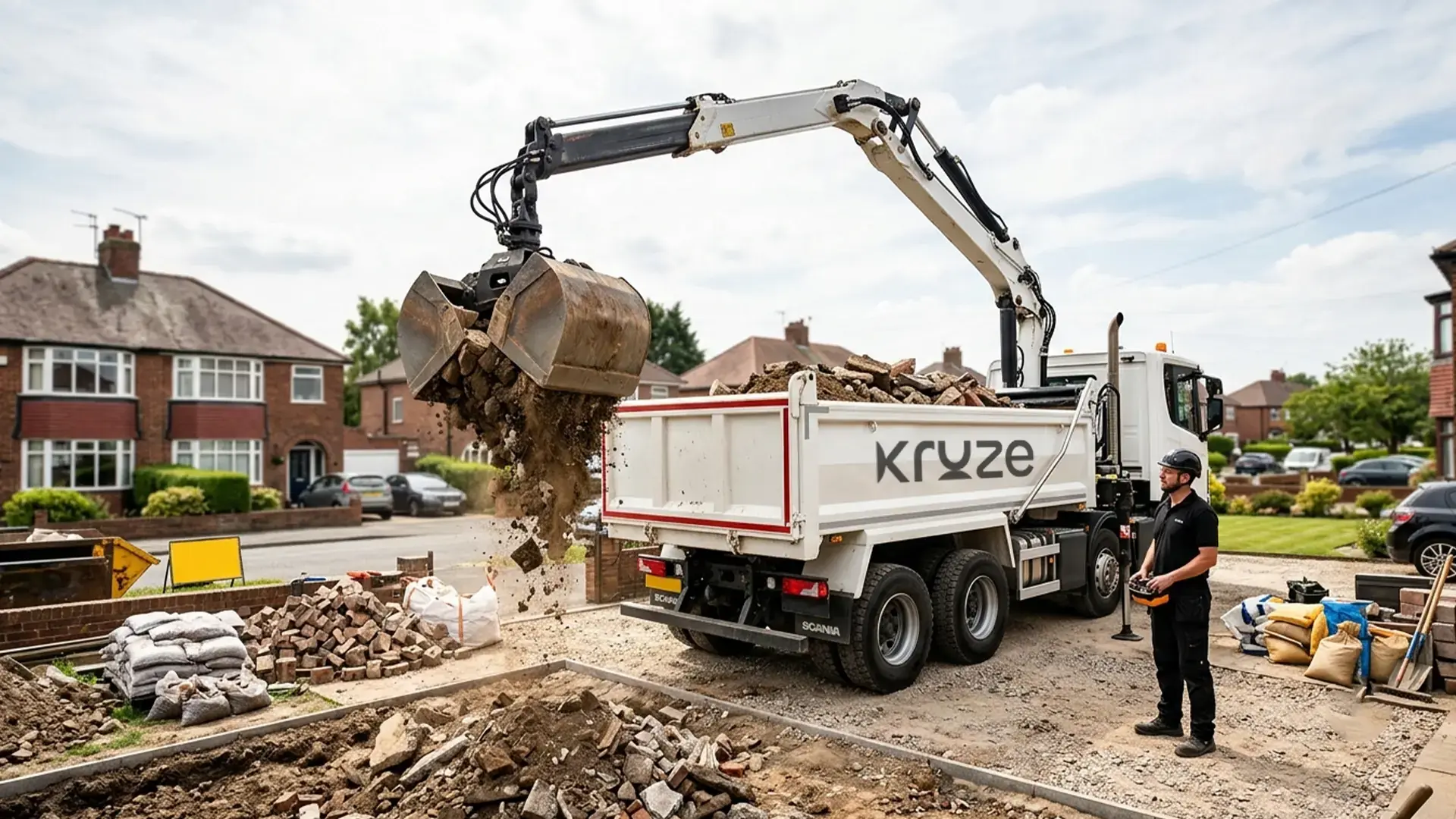 Kruze grab wagon loading muck away on a West Yorkshire site