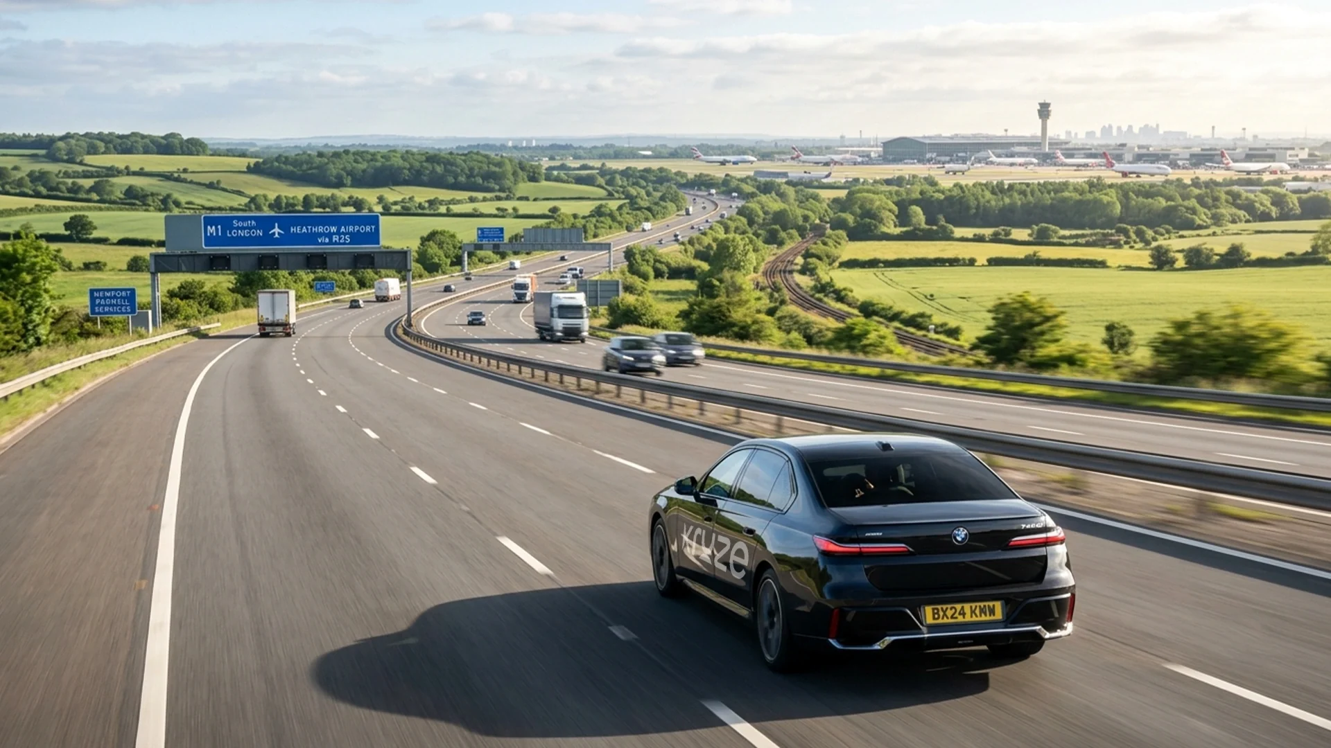 Kruze executive taxi at Heathrow Airport for a long-distance transfer from Leeds