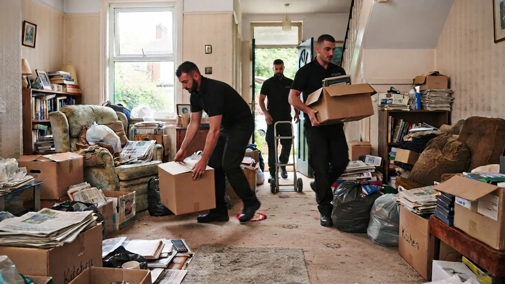 Kruze carrying out a discreet hoarder house clearance in West Yorkshire