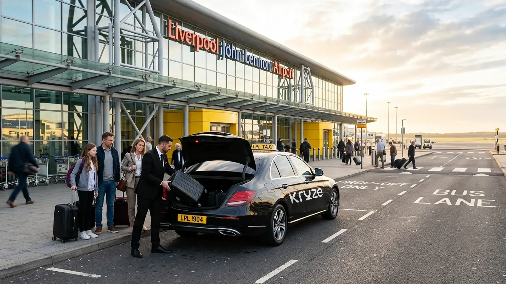 Kruze taxi at Liverpool John Lennon Airport for a transfer from Leeds