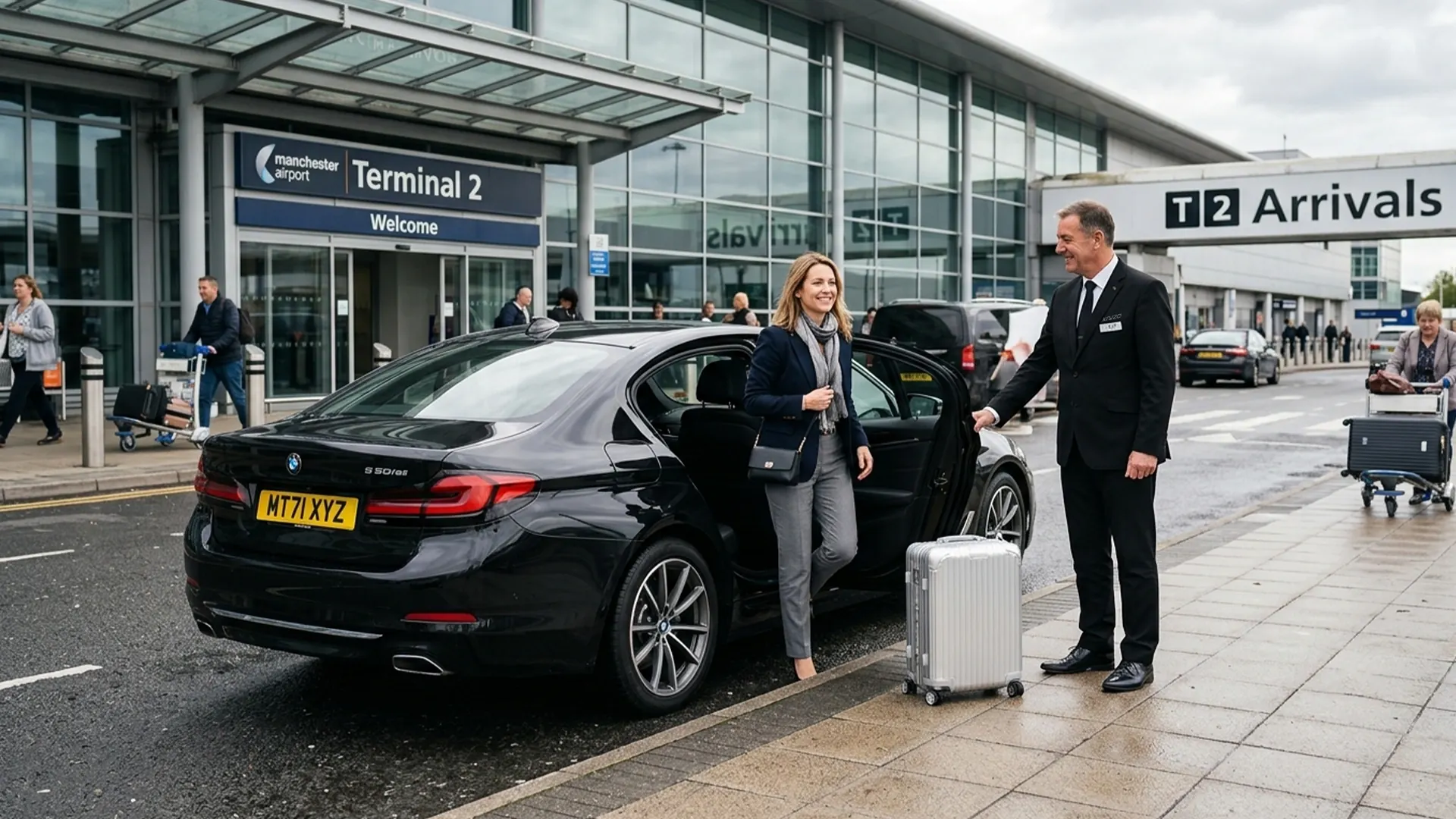 Kruze taxi dropping passengers at Manchester Airport from Leeds