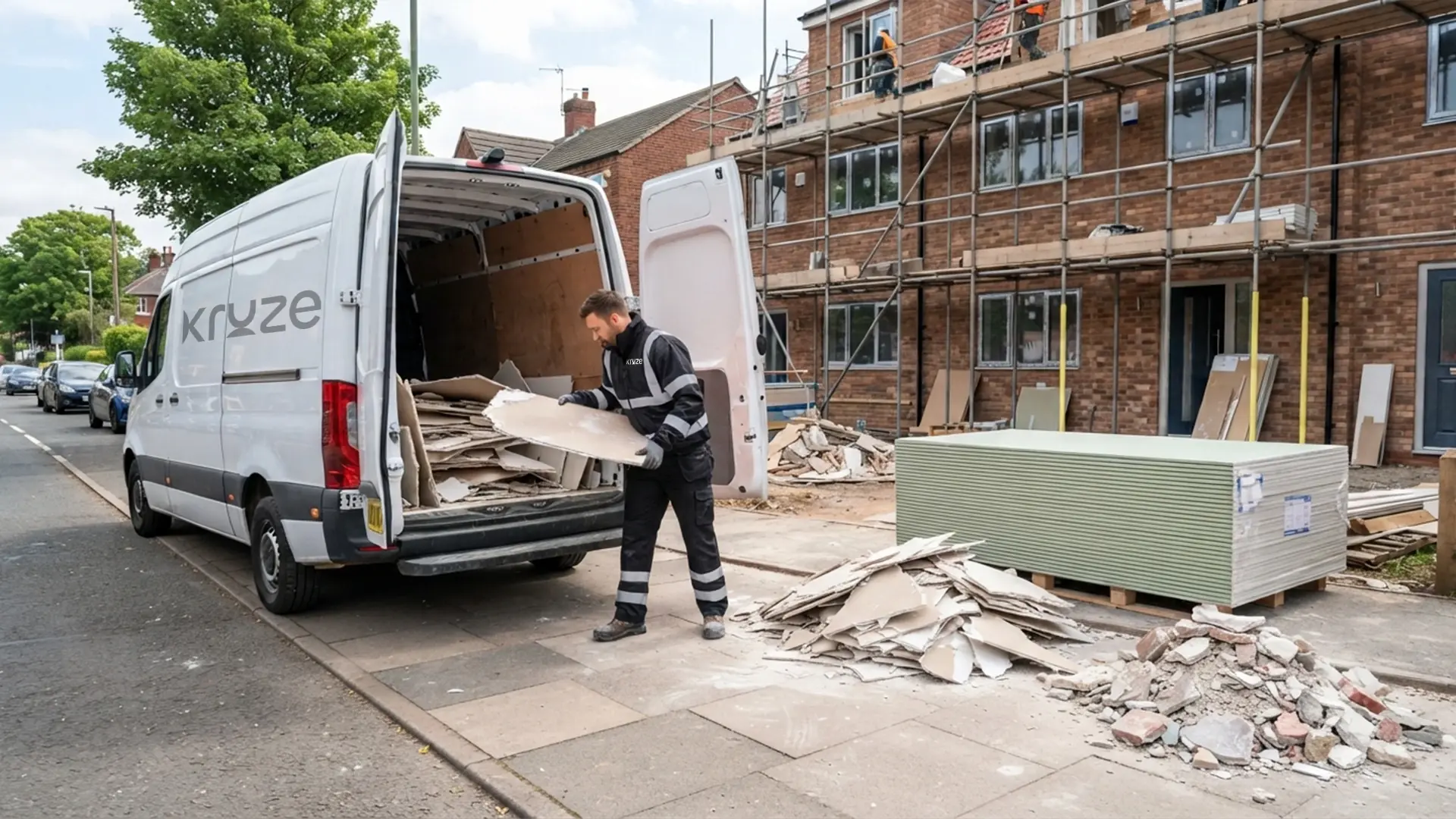 Kruze collecting segregated plasterboard and drywall waste in West Yorkshire
