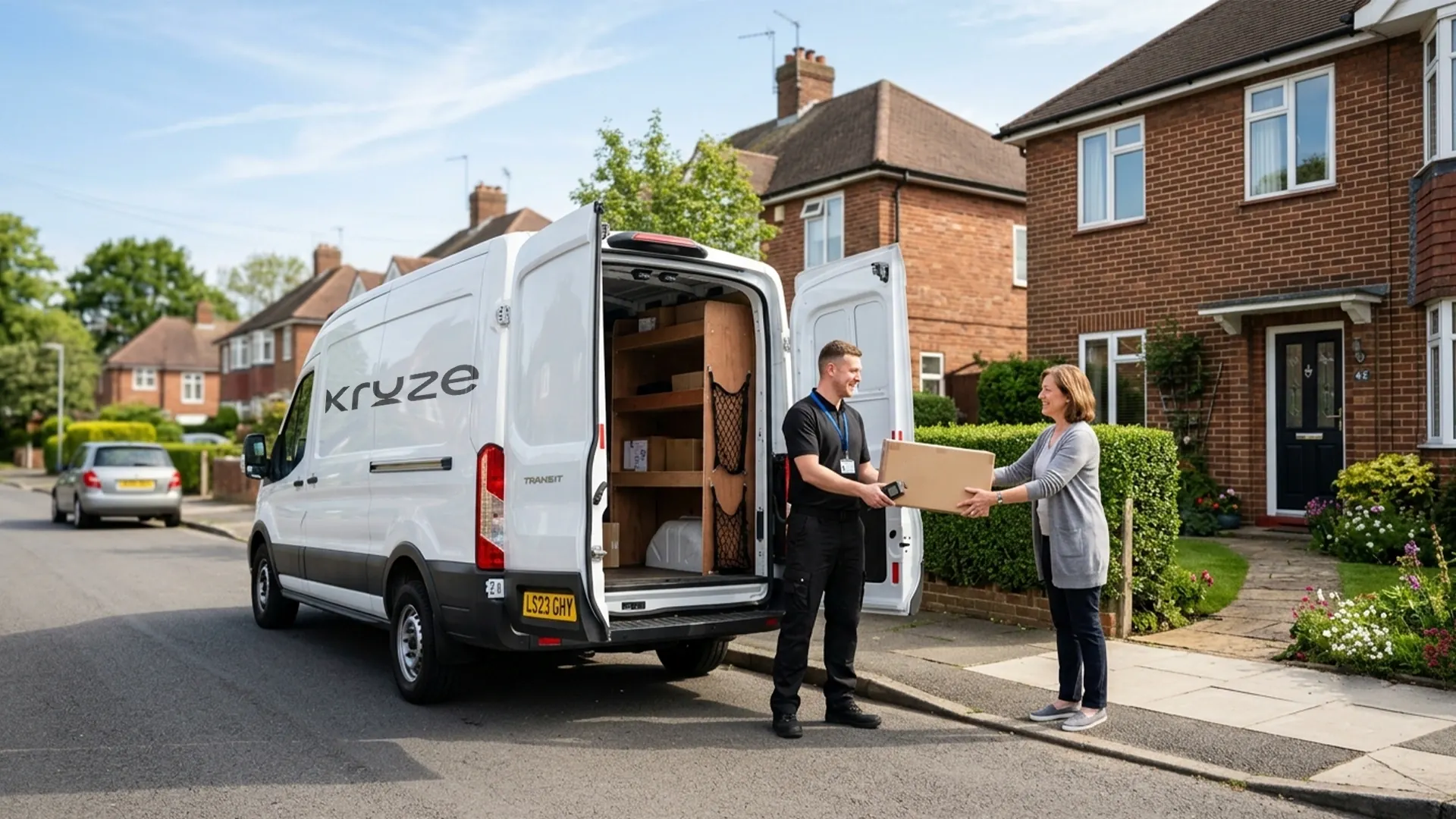 Kruze scheduled delivery van on a pre-booked collection in West Yorkshire