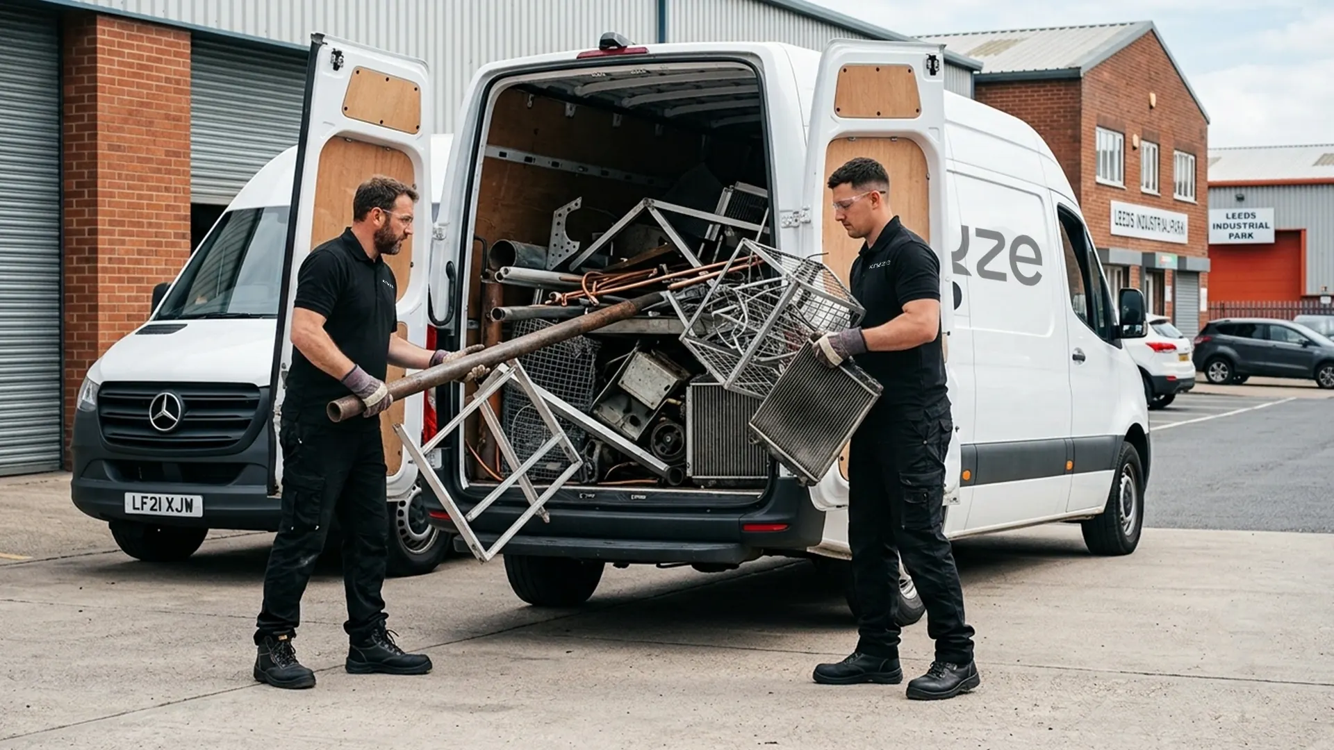 Kruze collecting scrap metal and old radiators for recycling in West Yorkshire