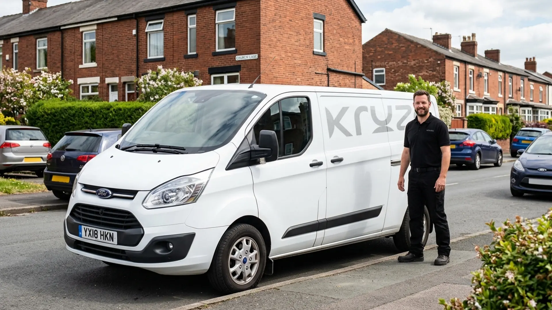 Kruze small transit van and driver loading light items in West Yorkshire
