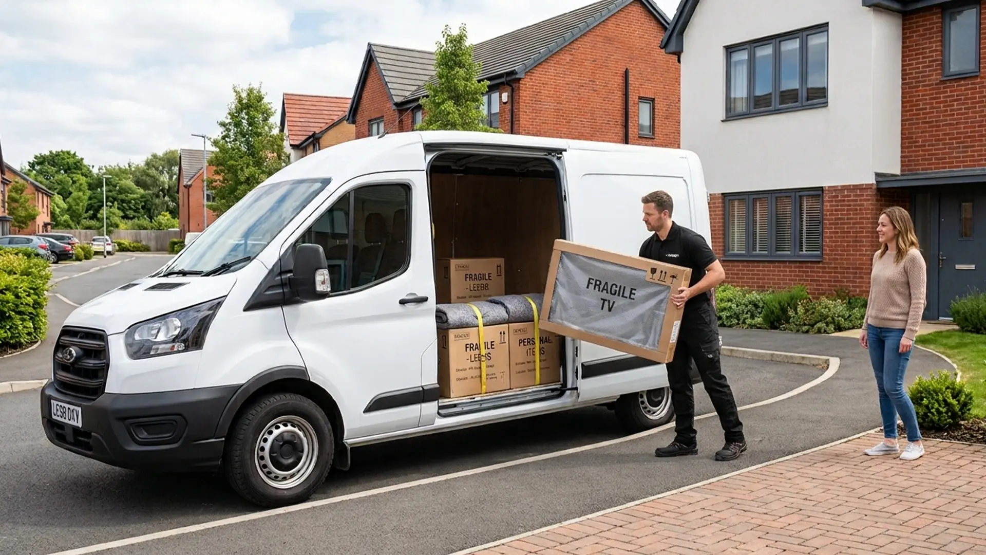 Kruze small transit van courier collecting a single item in Leeds