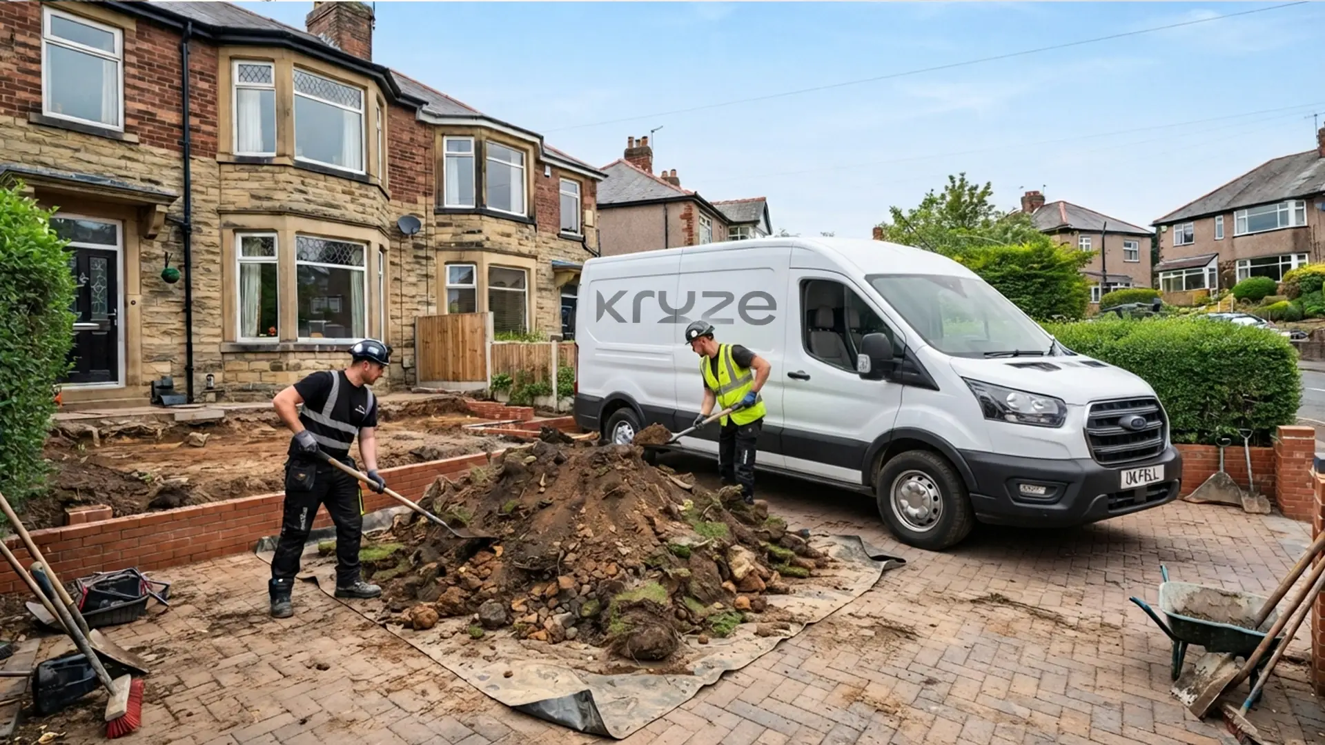 Kruze loading excavated soil and spoil for muck away in West Yorkshire