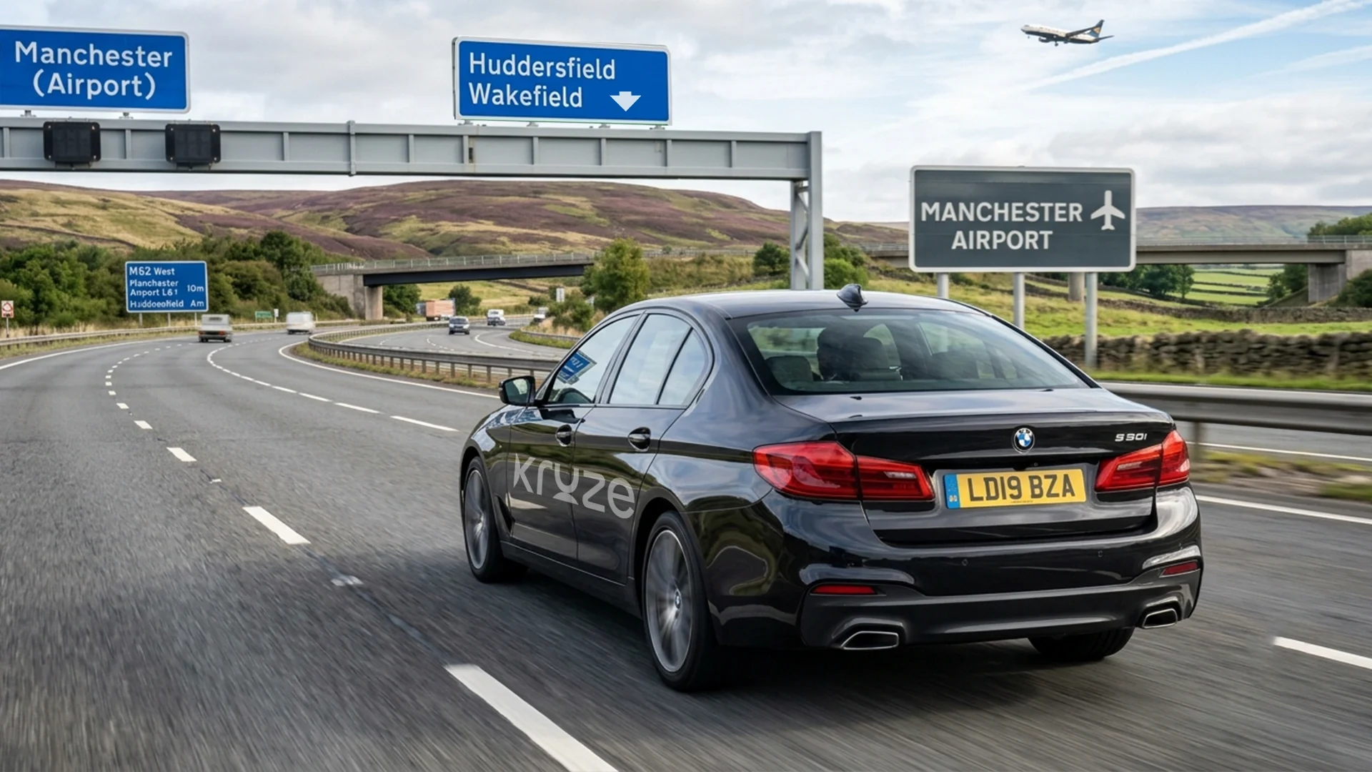 Kruze taxi taking passengers from Huddersfield and Wakefield to Manchester Airport