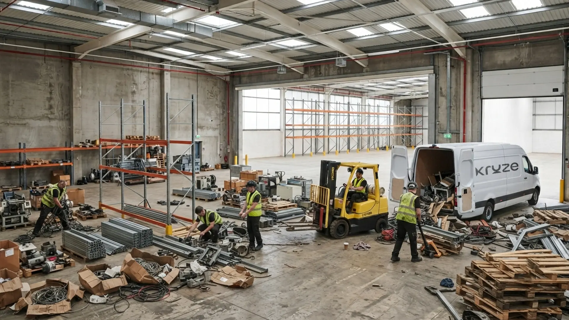 Kruze clearing an industrial warehouse unit in West Yorkshire