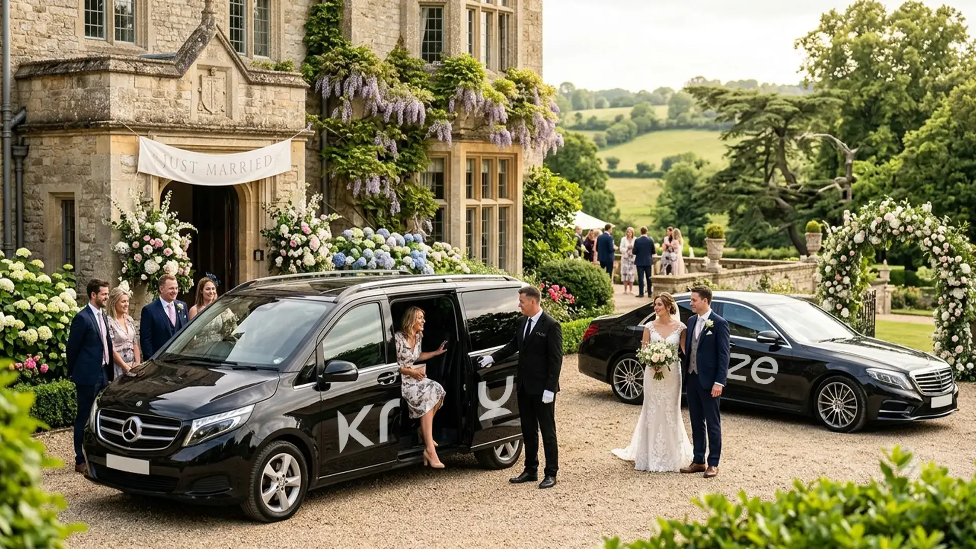 Kruze MPV shuttling wedding guests between venues in Leeds