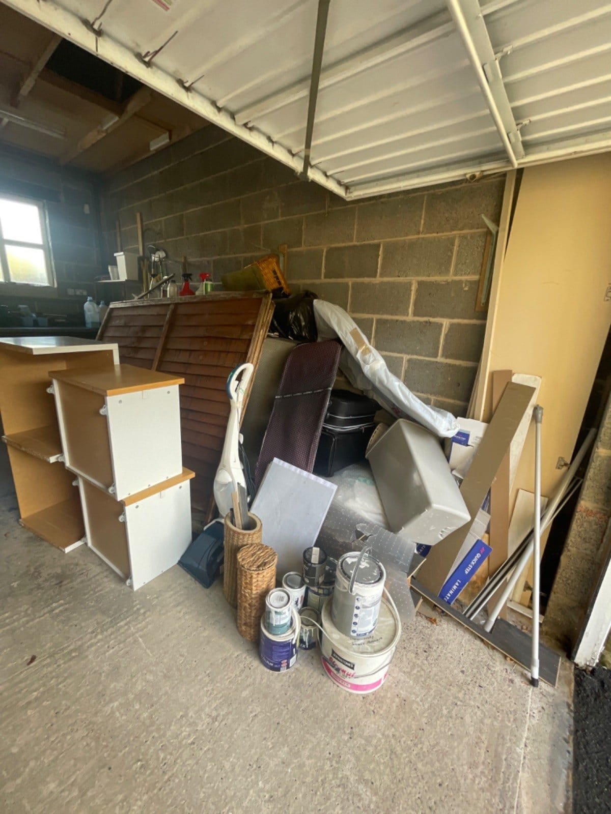Before: garage full of unwanted items before a Kruze garage clearance, Huddersfield HD3