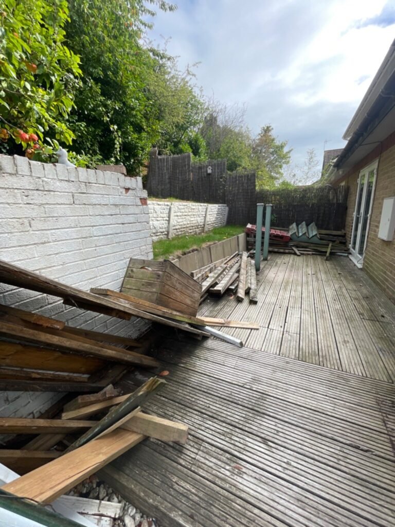 Before: timber and decking removal by Kruze, Barnsley S74